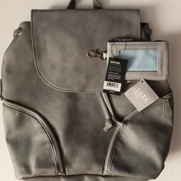 Ulta Beauty Handbags - Ulta Beauty Grey Faux Leather Backpack NWT & Scout Cardholder NWT